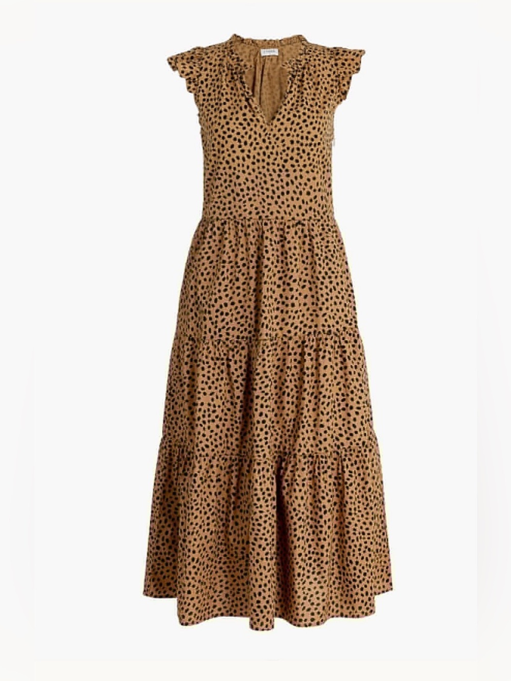 J.Crew Factory Cotton Poplin Tiered Animal Print Midi Dress Size 3X
